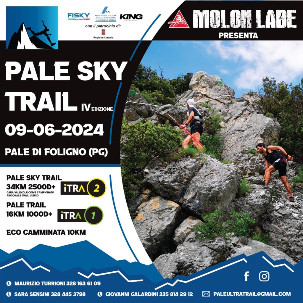 Pale Sky Trail, 9 giugno 2024
34Km 2500 d+
16Km 1000 d+
Pale, Foligno PG